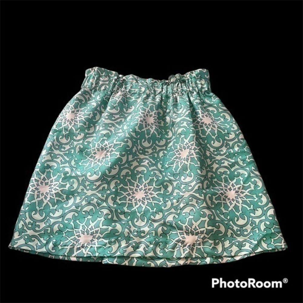 LaRoque hand sewn teal patterned skirt